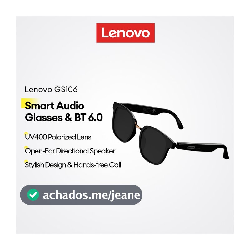 Óculos Inteligentes Lenovo GS106 E De Áudio Sem Fio Com Alto-Falante Aberto Lente Polarizada Bluetooth V6.0 plus UV400
