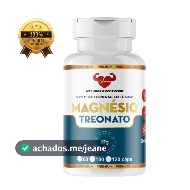 Magnésio L Treonato / 500mg / 120 Cápsulas/ Suplemento Alimentar/