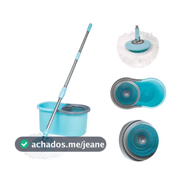 Kit Mop Completo Com Balde Giratório Esfregão 8 Litros Limpador De Microfibra Limpeza Casa - Mor