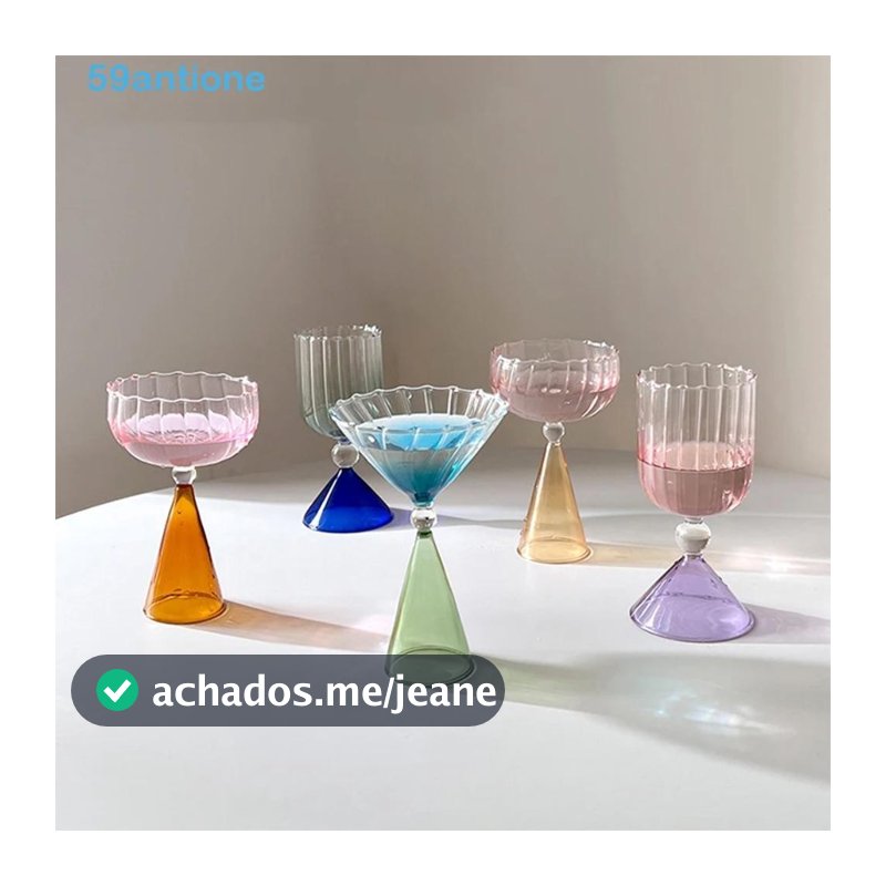 Copo De Taça ANTIONE , Sorvete De Vidro Colorido De Cor Gradiente Vintage Sobremesa Estilo Ondulação