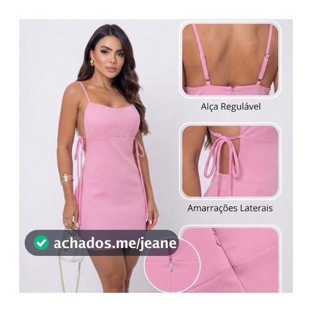 Vestido Feminino Curto Dress Patty – Zíper nas Costas e Amarrações nas Laterais