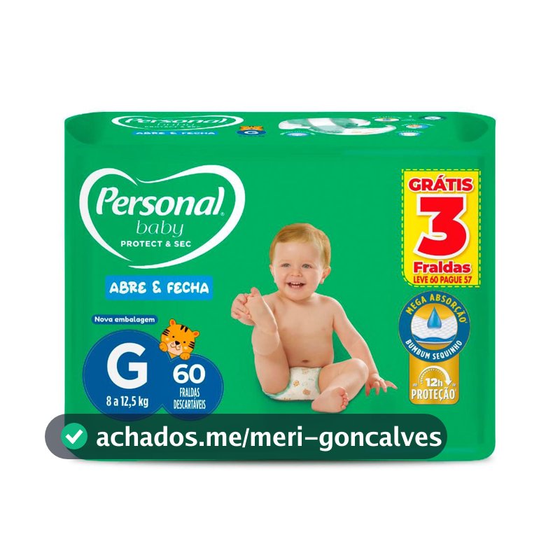 Fralda Personal Baby Protect & Sec Tamanho G Leve 60 Pague 57 Fraldas Descartáveis
