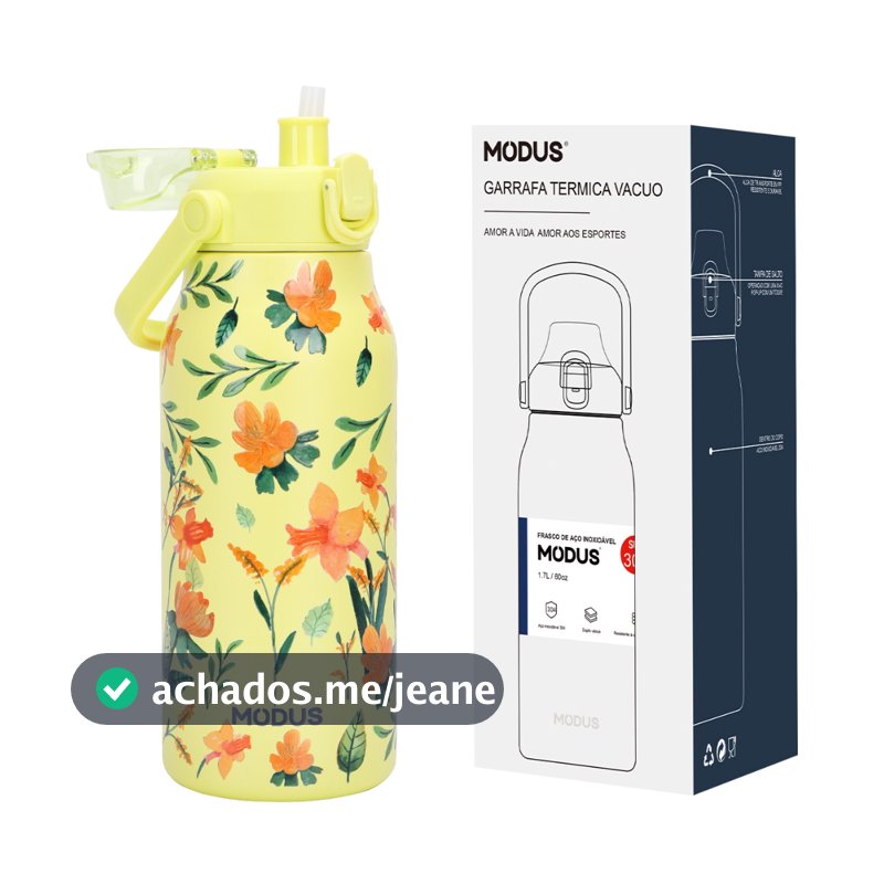 MODUS Garrafa Térmica De Viagem Inox 1700ml Com Isolamento A Vácuo Estampa Exclusiva