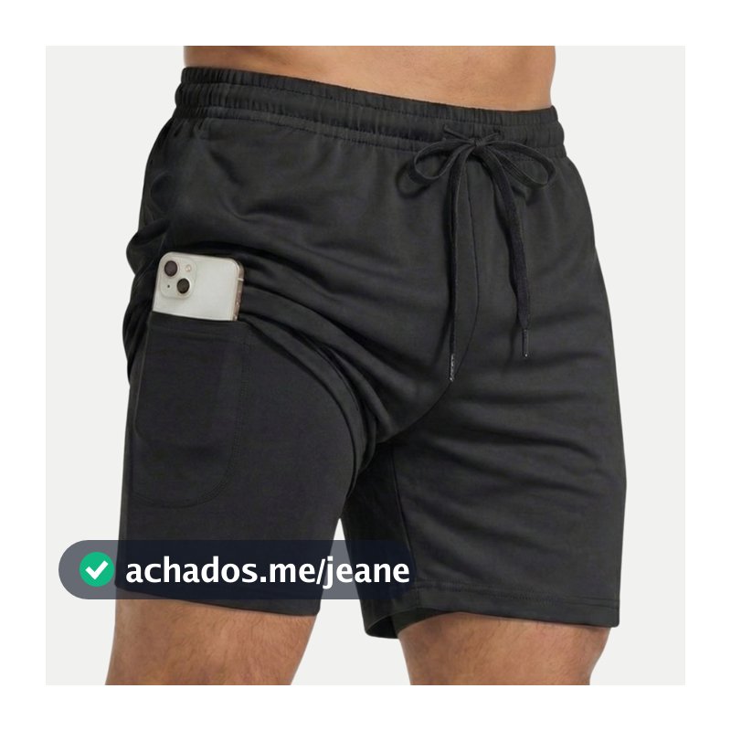 Short 2 em 1 Masculino Dry Fit Compressão Academia Corrida Treino Anti Odor