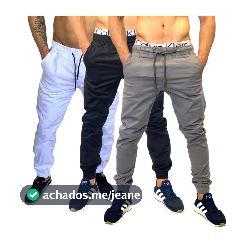 CALÇA MASCULINA JEANS SARJA JOGGER RASGADA e LISA kit pronta entrega com frete gratis e COM garantia