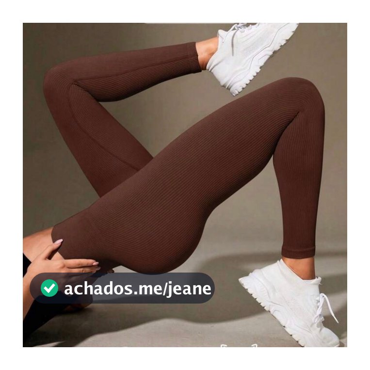 Calça Legging Canelada de Cintura Alta Sem Costura para Academia Feminina, Elástica e Fitness