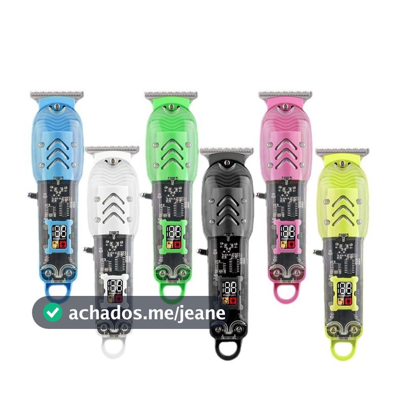 Máquina De Cortar Cabelo Profissional Smart Lcd Barbeador Elétrico Transparente Sem Fio Para Homens