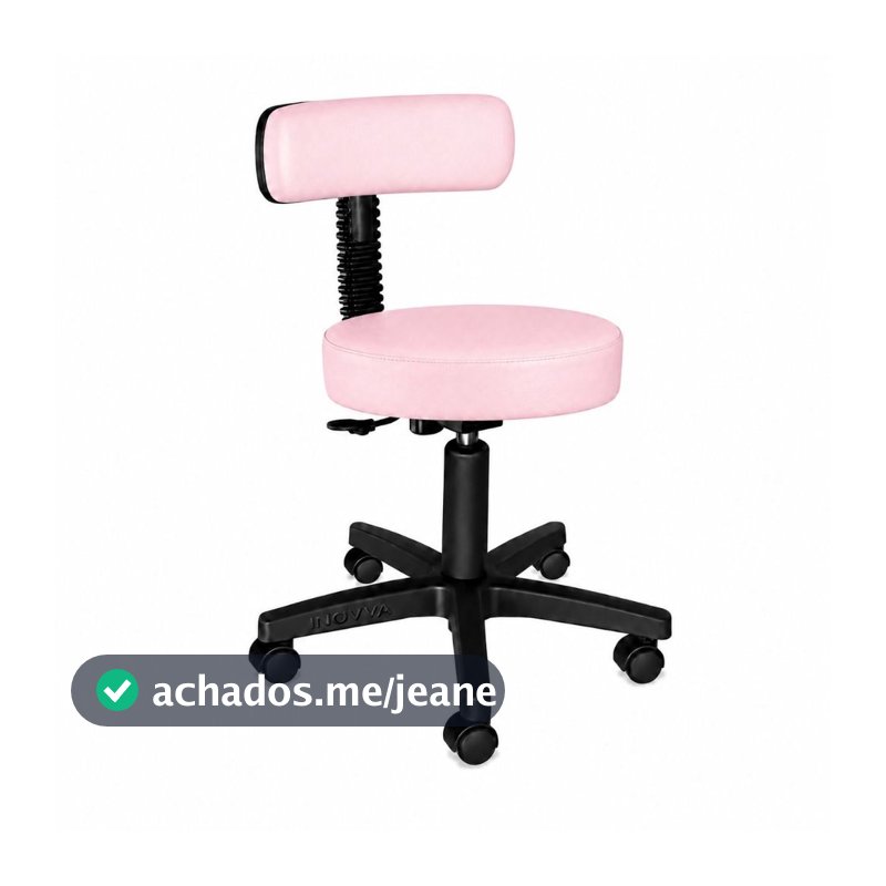 Mocho Slim INOVVA Giratório com Encosto Regulagem a Gás para Estética Manicure Massagista Tatuador Direto da Fábrica