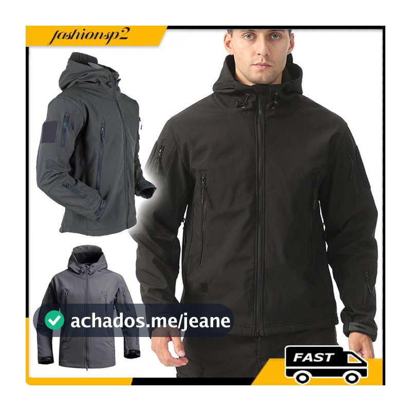 Jaqueta Tática Impermeável Masculina Com Pele Macia Shark