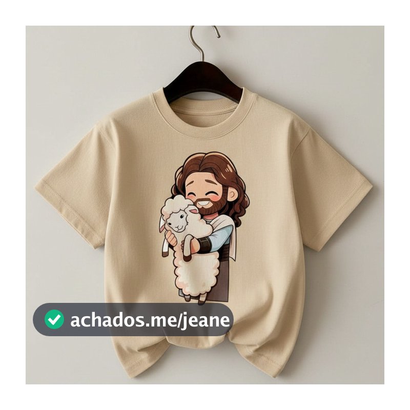 T-shirt Infantil Menina e Menino Jesus Ovelhinha Algodão Várias Cores Camiseta Religiosa Kids Blusa