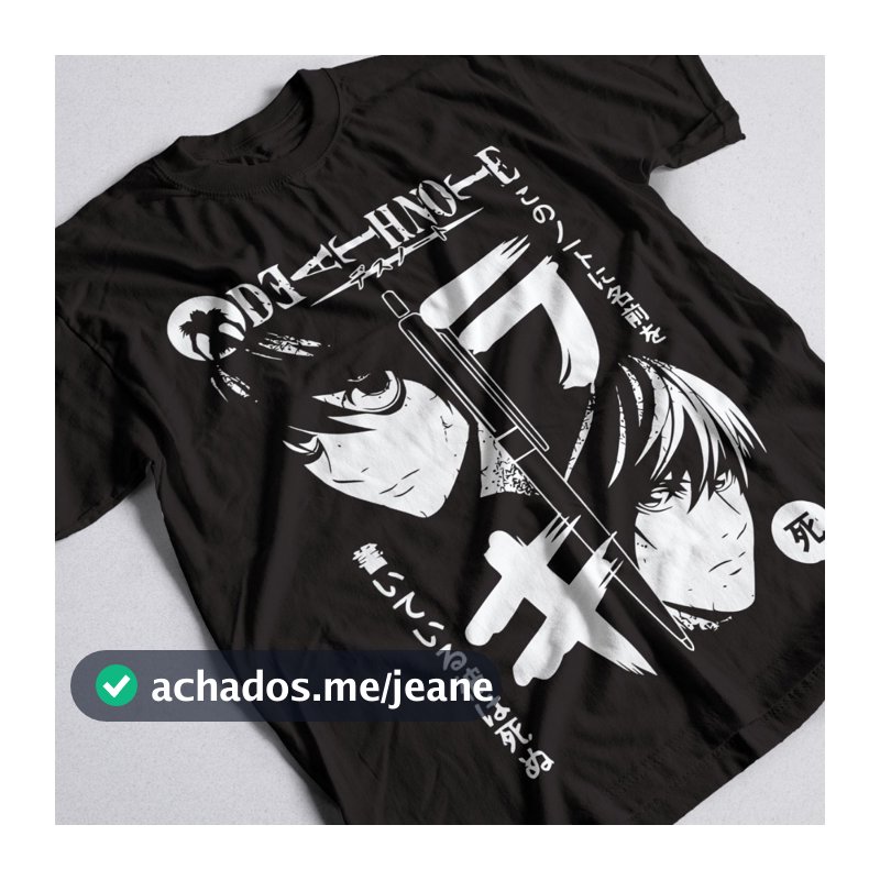 Camisa Death Note Unissex 100% Algodão Camisa Anime Light Yagami L Kira
