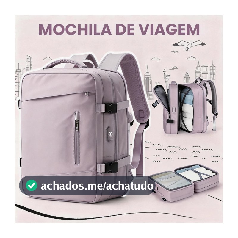 Mochila Viagem Feminina Multifuncional Reforçada Impermeável Expansível para Trilha Esportiva
