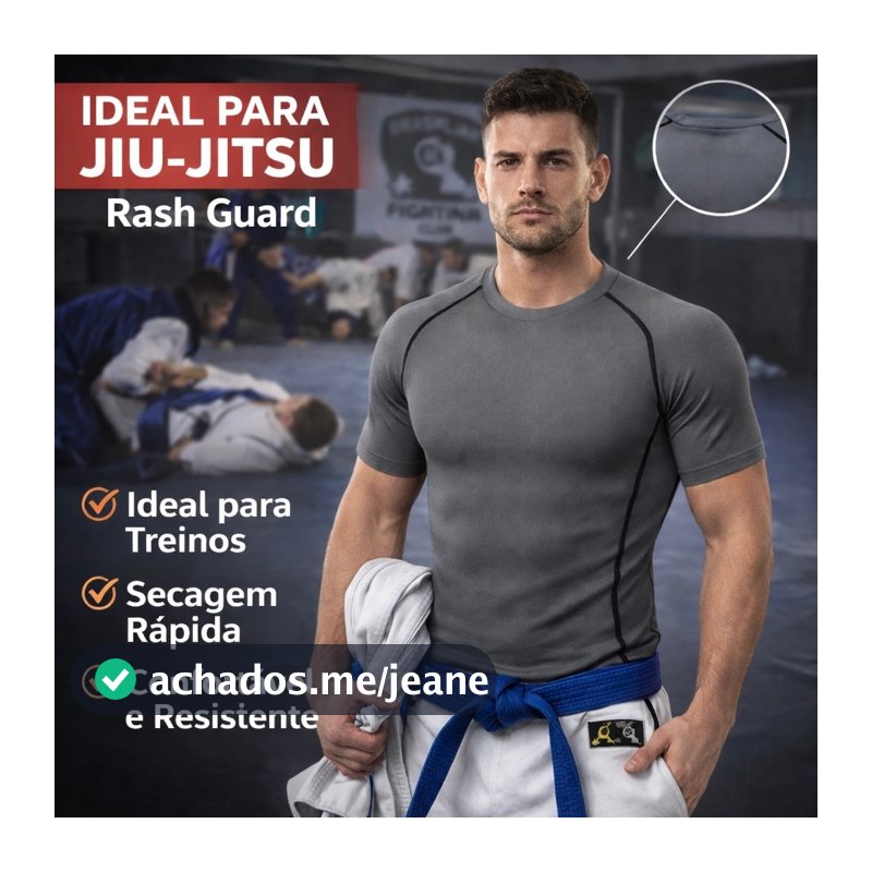 Rash Guard Camisa de Compressão Jiu-Jitsu LISA Masculina Blusa Academia Treino Luta