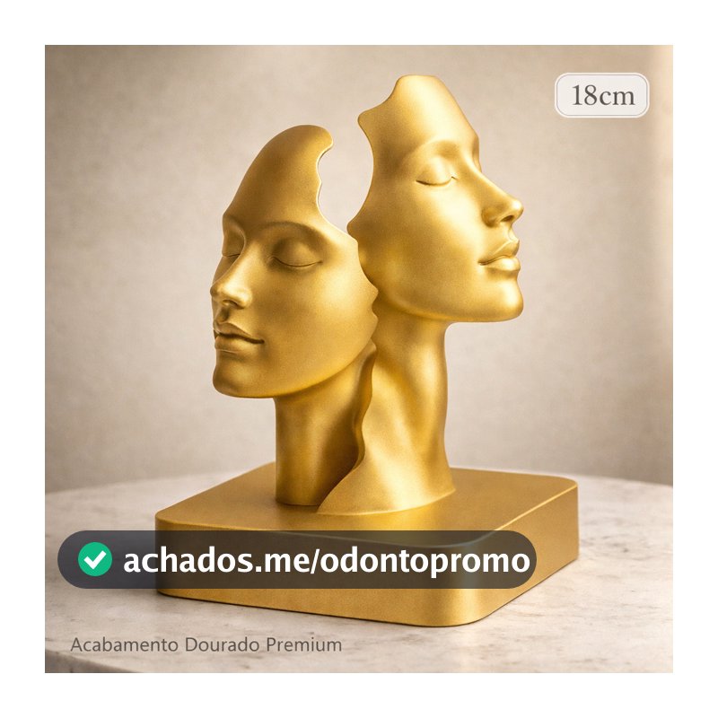 Escultura Face Dupla Minimalista | Decoração Moderna para Sala e Escritório