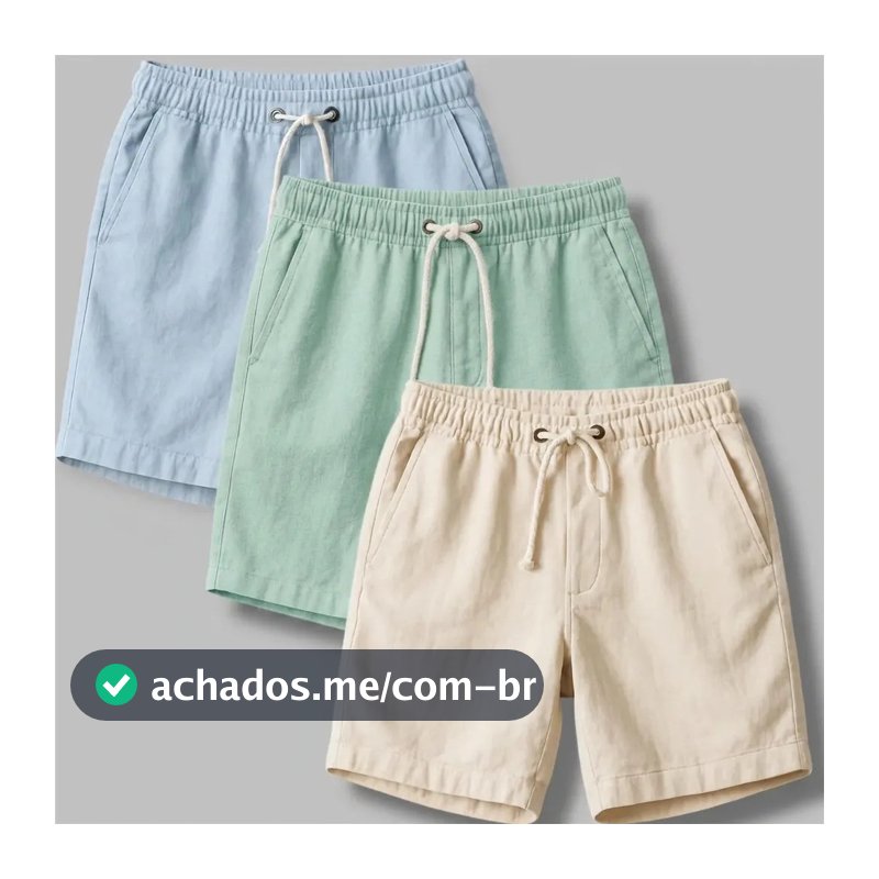 Kit 3 Shorts Masculino Bermuda Linho Verão Envio Imediato Estilo Luxuoso Casual Premium