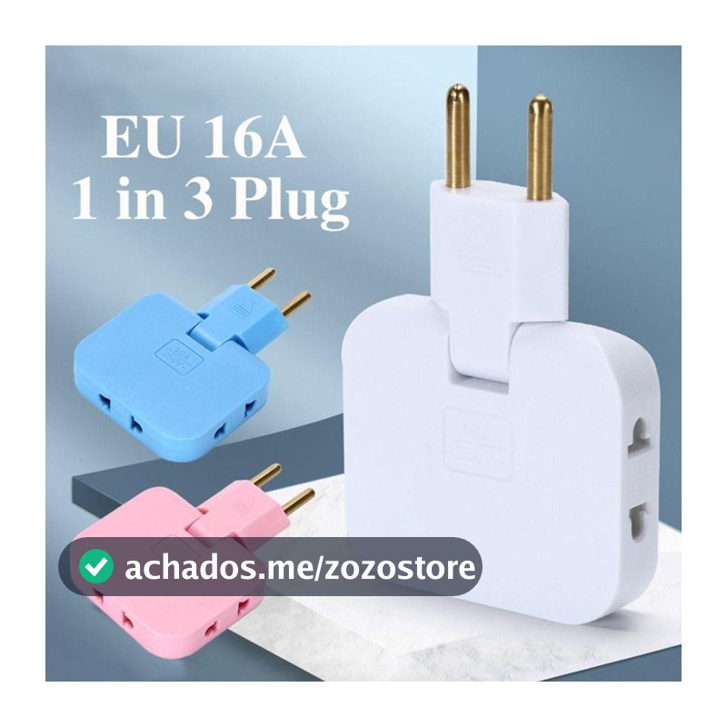 Pino Adaptador Tomada 16A Articulado Flexível Dobrável Prático com 3 Saídas