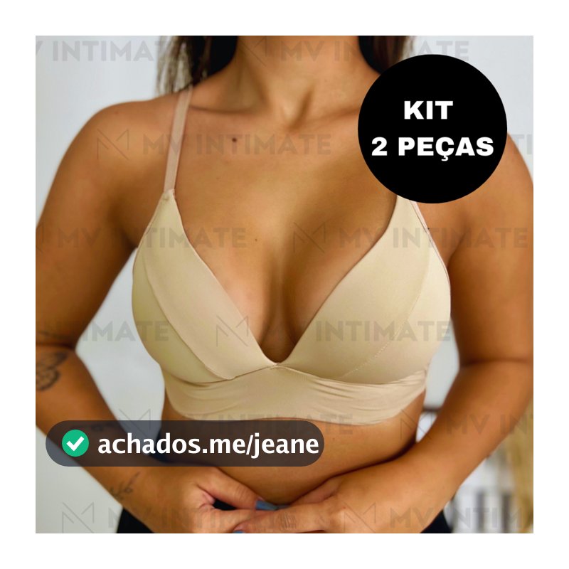 Kit 2 Sutiã de Microfibra Sem Aro Bojo Soft Confort Molinho Não Amassa