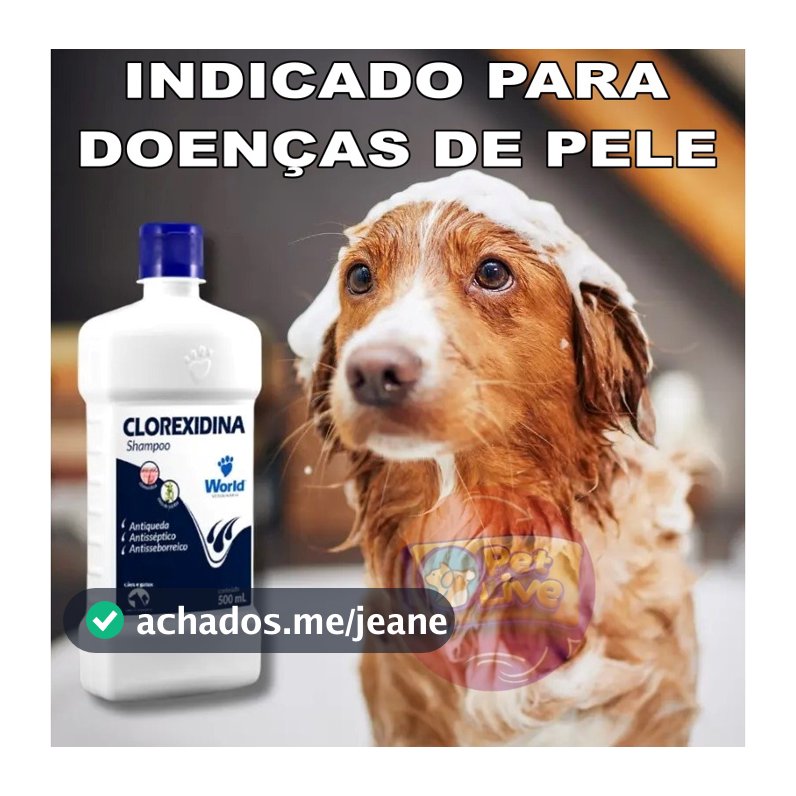 Shampoo De Clorexidina 500ml Para Cães e Gatos World Veterinaria Dug's