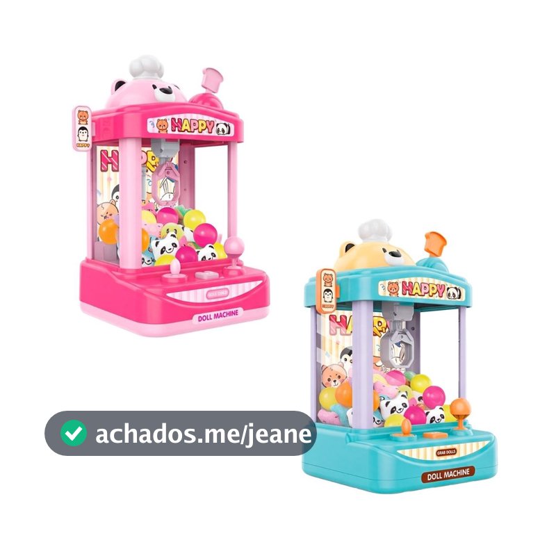 Mini Máquina De Pegar Bichinhos Garra Eletrônica Infantil Música e Luz Happy Time Maxi Toys