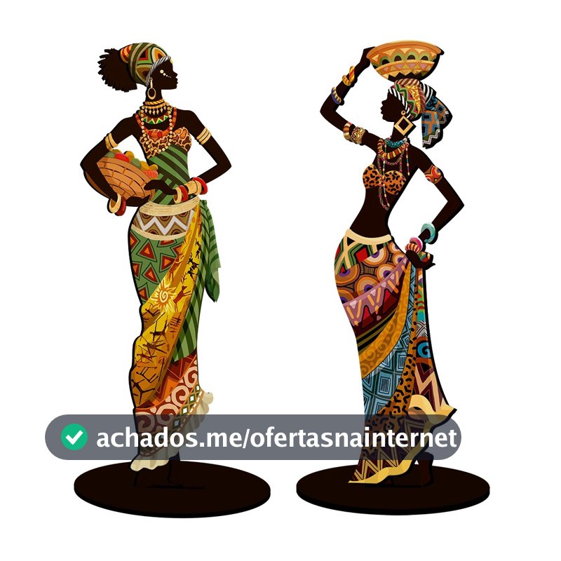 KIT C/2 Enfeites MDF Decorativos Mesa Mulher Africana Negra