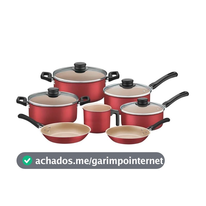 Jogo de Panelas Tramontina Turim em Alumínio Antiaderente Vermelho 7 Peças