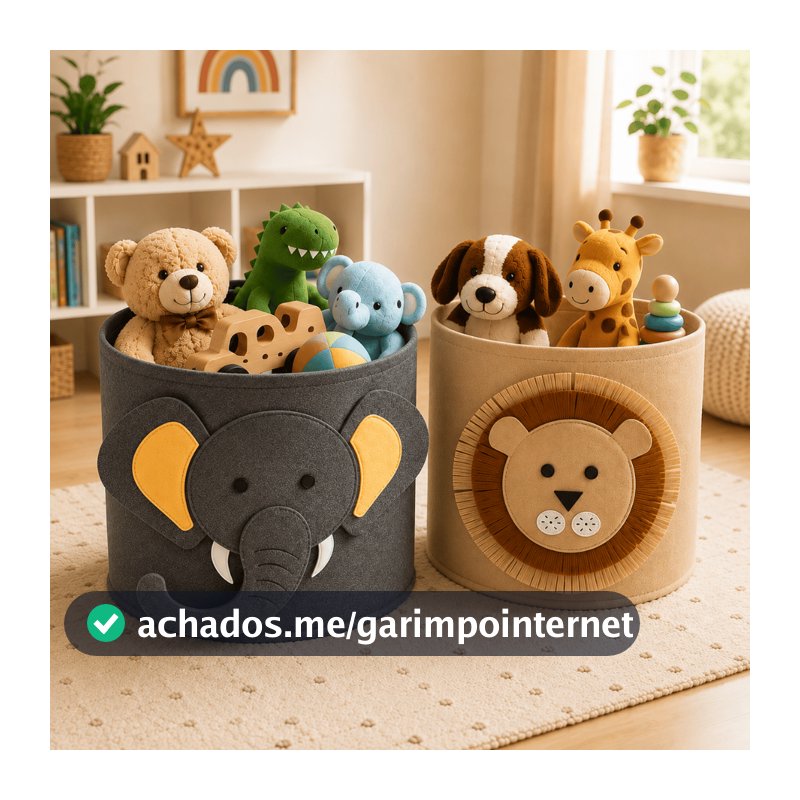 Cesto Organizador de Brinquedos Roupa Infantil Dobravel Menino Menina Multiuso Redondo