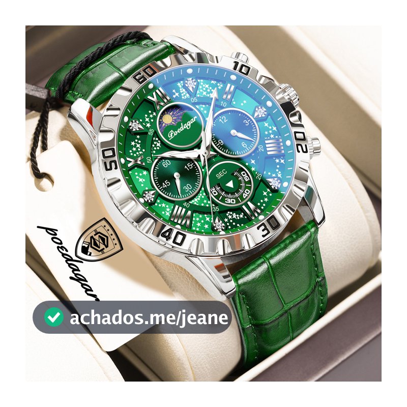 POEDAGAR Relógios De Luxo Para Homens Couro À Prova Dwaterproof Água Luminoso Cronógrafo Homem Relógio De Quartzo Esport