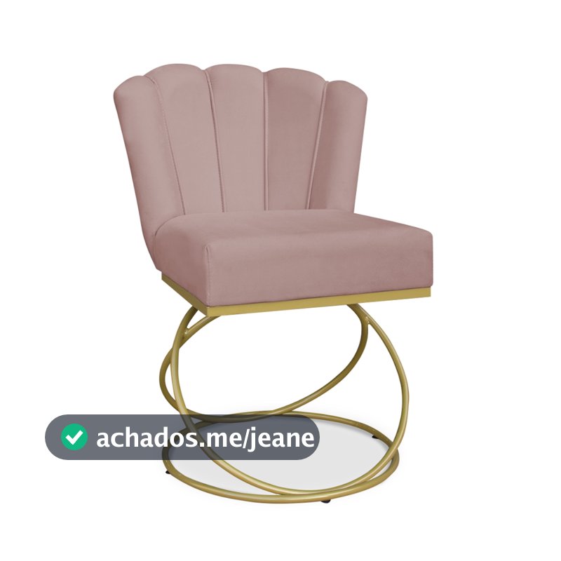 Poltrona Cadeira Pétala para Salão de Beleza Manicure Penteadeira Estética Clínica Base de Ferro Aliança Dourado