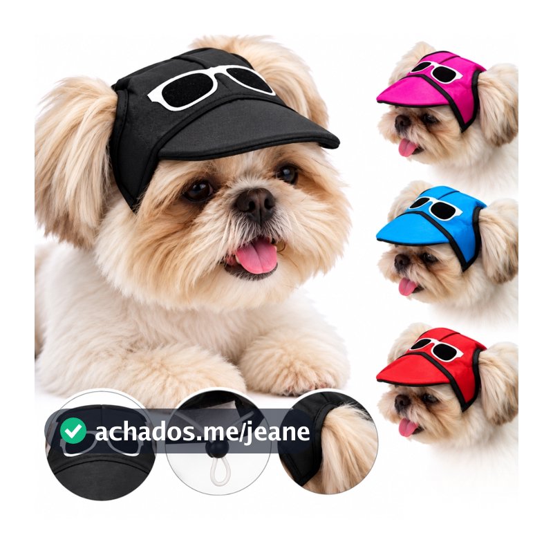 Boné para Cachorro Chapéu Pet Cães com Óculos