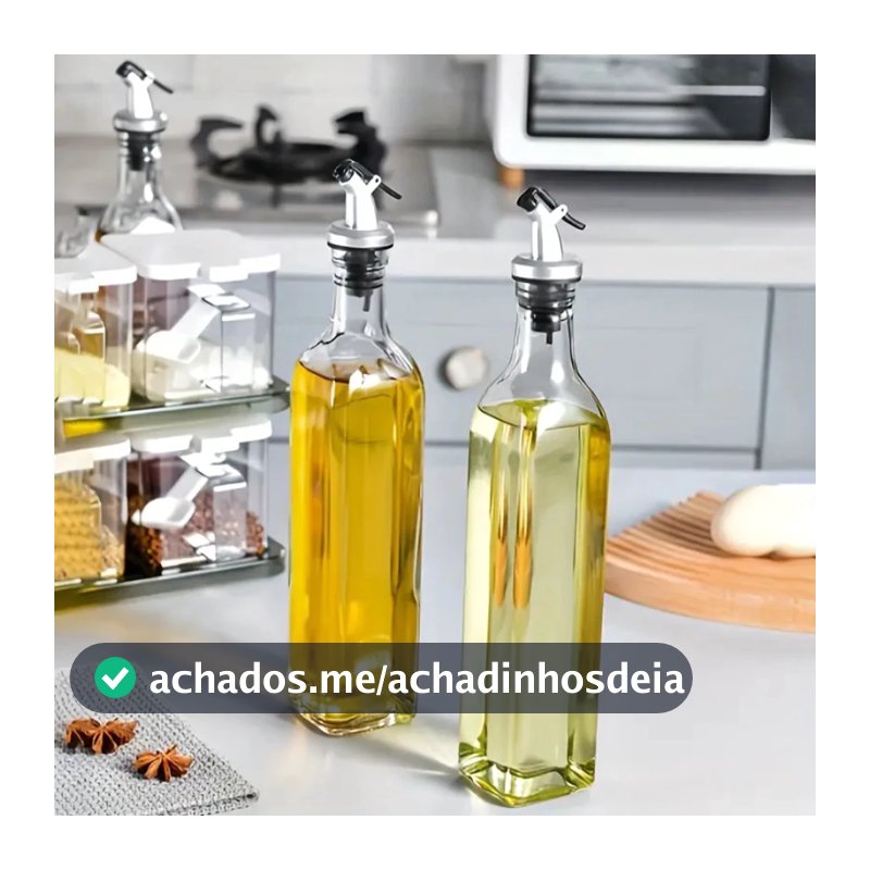 Kit 2 Galheteiro Vidro 500ml Bico Dosador Porta Azeite Vinagre Molho Shoyu Pimenta Cozinha Culinária