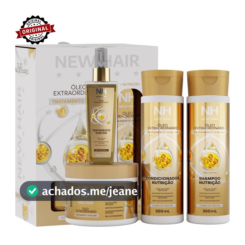 Kit Capilar Óleo Extraordinário NEW HAIR - Shampoo, Condicionador, Máscara e Óleo