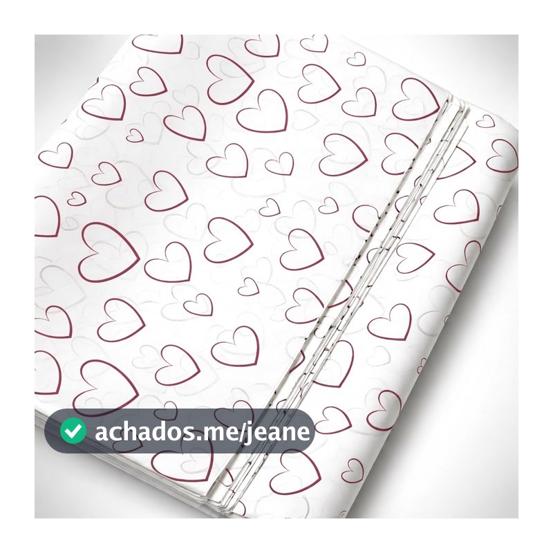 50 Folhas Papel De Seda Premium 30x70cm Coração Preto Ou Rosa