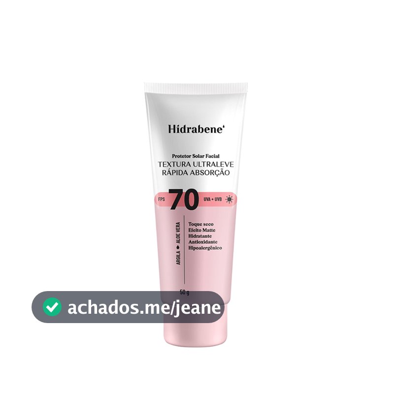 Hidrabene Protetor Solar Facial Textura Ultra Leve FPS70 50g
