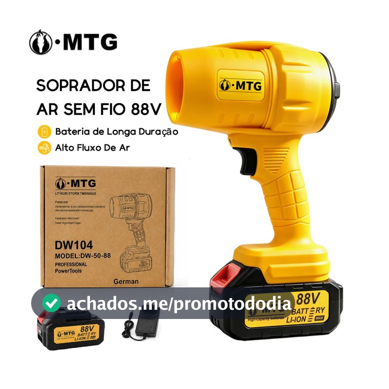 30000r/min Soprador de Folhas a Bateria 88V Turbo Portátil e Recarregável Inclui 1 Baterias Velocidade Ajustável 300KM/h