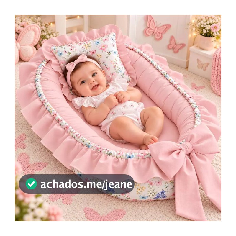 Ninho Redutor De Berço Para Bebe Com Laço E Travesseirinho MENINAS várias cores e temas