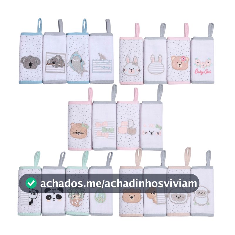 Pano de Boca com Prendedor de Chupeta 38cm x 36cm - Pano Fralda com Soft 100% Algodão Bordado Forrado
