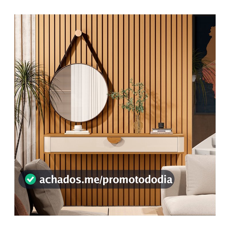 Aparador Suspenso Decorativo Cantos Curvos Porta Basculante AJP Móveis
