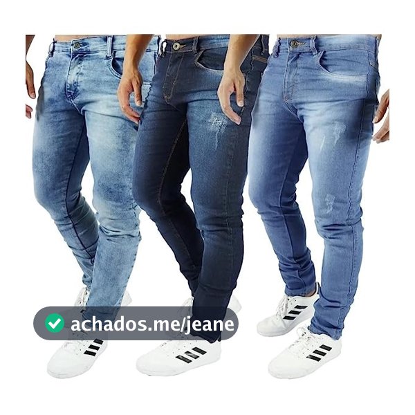 Kit 3 Calças Jeans Premium Masculina Slim Elastano