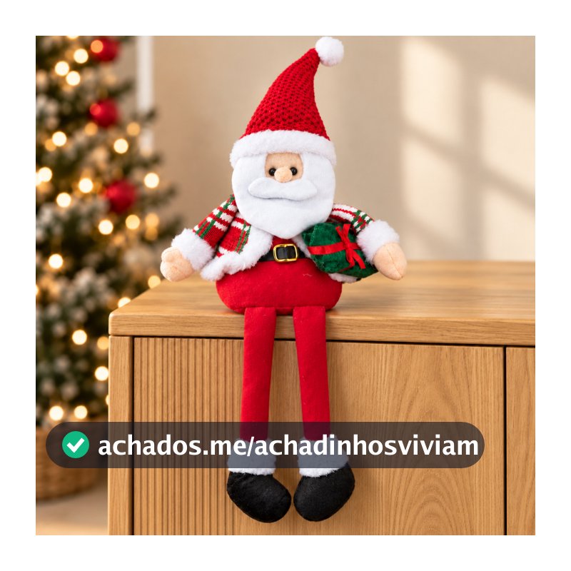 Papai Noel Decorativo em Tecido 52cm Decoração de Natal