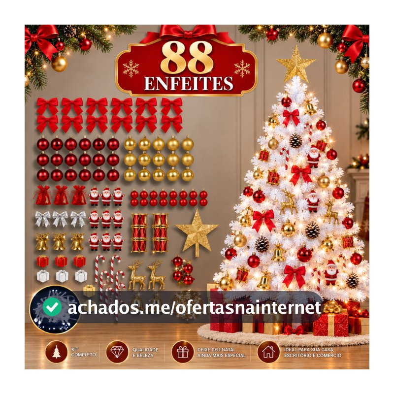 Arvore de Natal Enfeitada BRANCA 120cm Decorada Pinheiro Média Promoção Decoração