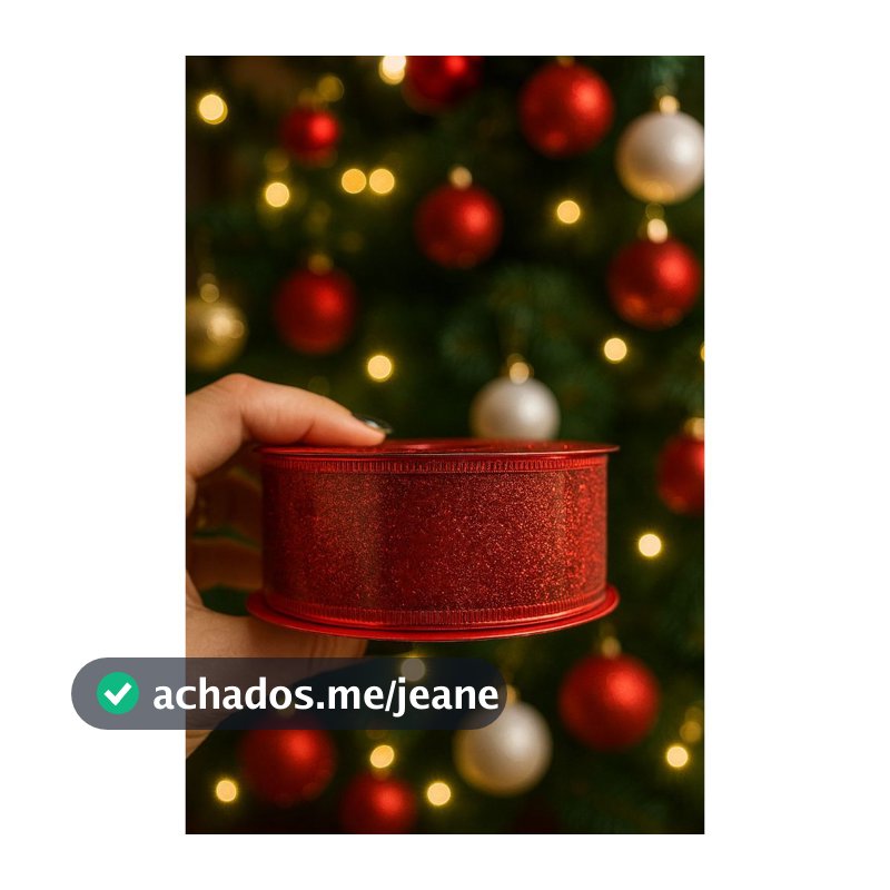 Fita Natalina Aramada para Laço de Arvore de Natal 40mm rolo 10y