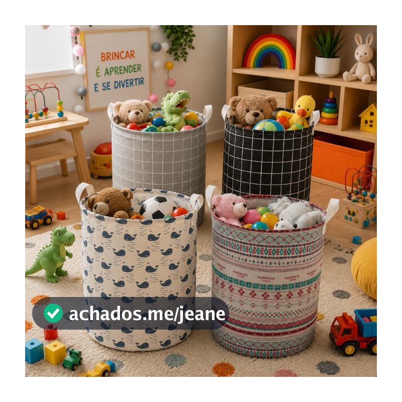 Cesto Dobrável Roupa Suja Brinquedos Multiuso Impermeável Lavanderia