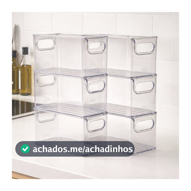 Kit 6 Organizador de Armário Cozinha Geladeira Despensa Banheiro Multiuso Transparente Empilhável