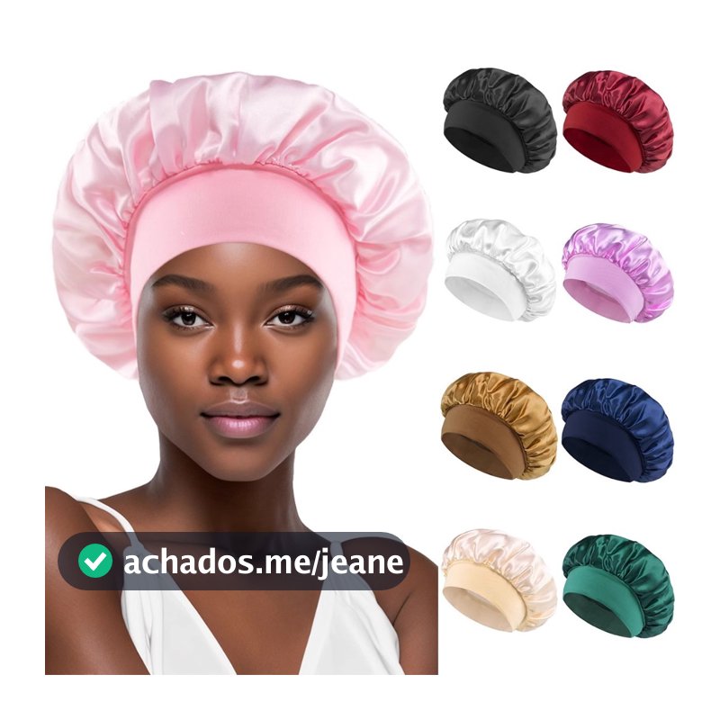 Touca de Cetim Ant Frizz Com Faixa Larga：Para Dormir, Cozinha e Banho