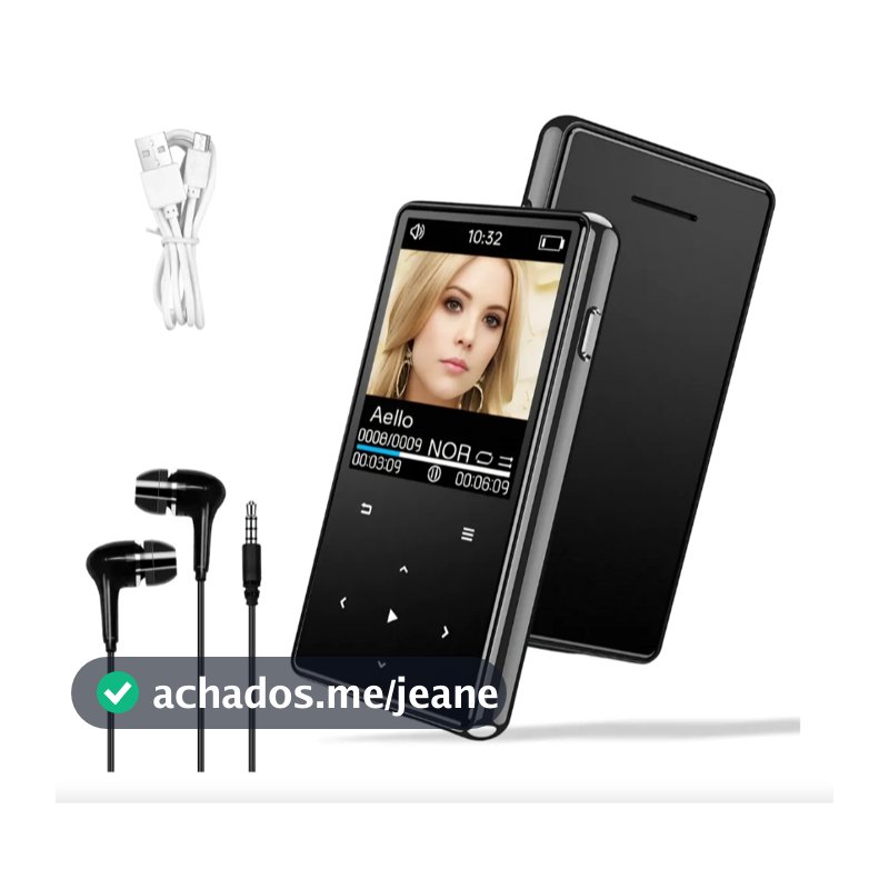 Reprodutor de MP3 e MP4 Digital Conexão Bluetooth com Fone de Ouvido