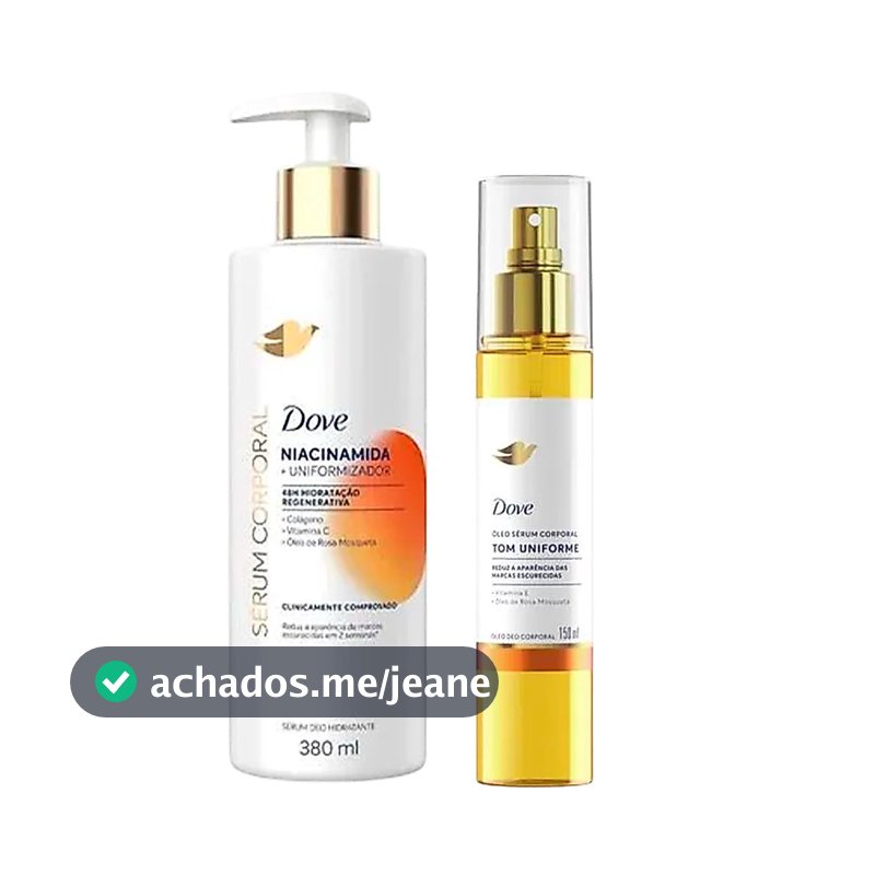 Kit Dove Sérum Hidratante Corporal Niacinamida + Uniformizador 380ml + Óleo Sérum Corporal Tom Uniforme 150ml