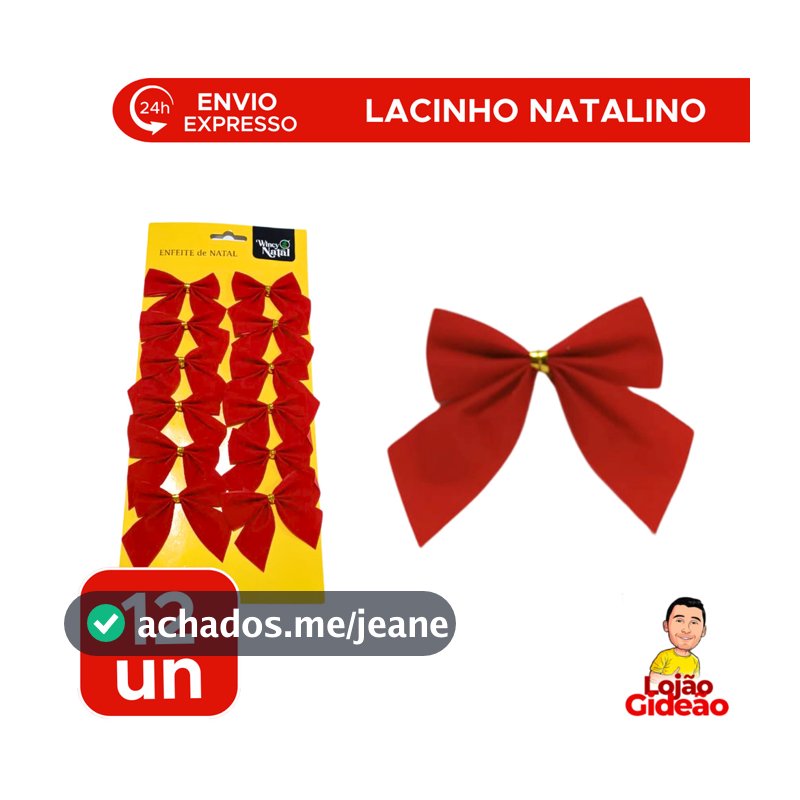 Kit 12 Laços Vermelho 5,5cm Enfeite Natalino Decoração Árvore de Natal