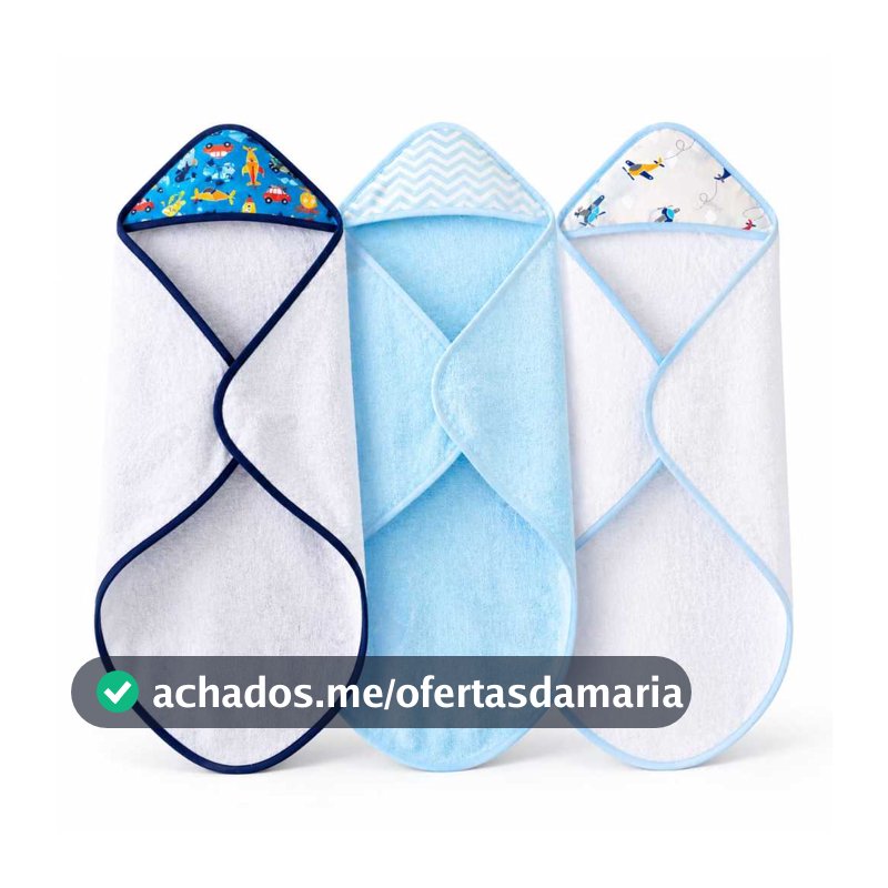 Kit 3 Toalha de Banho Sem Forro Sortida para Bebê com Capuz - Conforto e Proteção