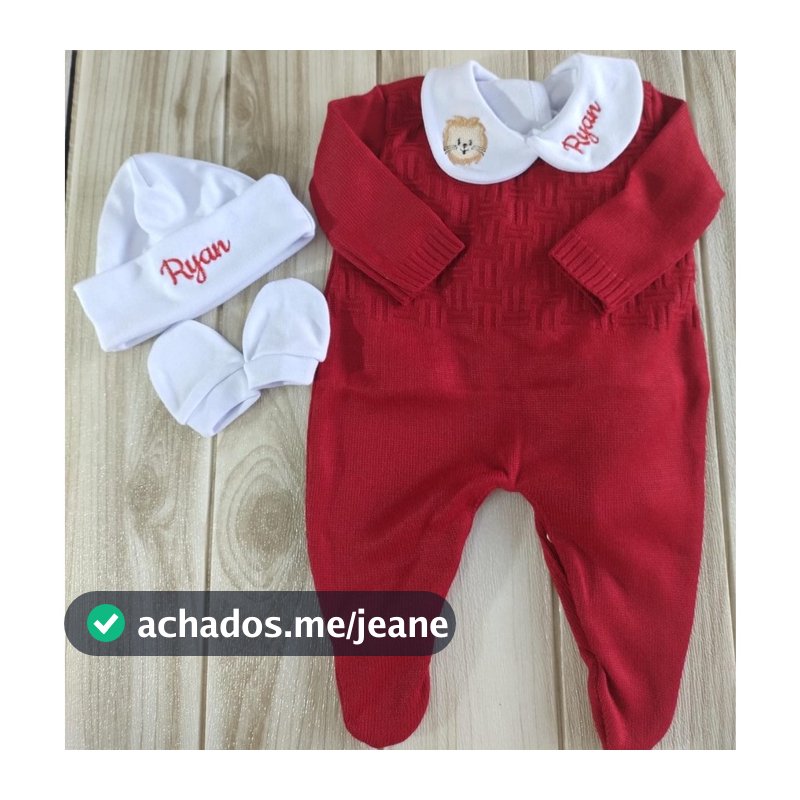 saida maternidade conjunto trico personalizado bebê menino