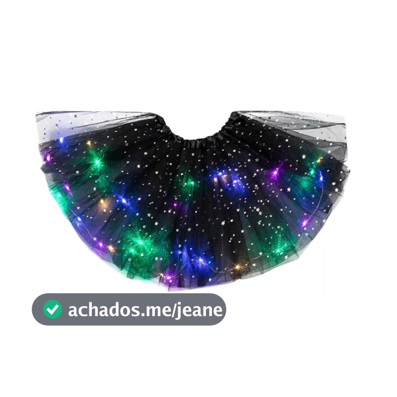 Saia Tule Com LED  Preta Fantasia-Carnaval, festas, Tamanho: 30 e 40cm